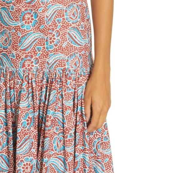 Veronica Beard 'Fiore' Strapless Linen-Blend Midi-Dress, Clay Multi - Picture 3 of 7